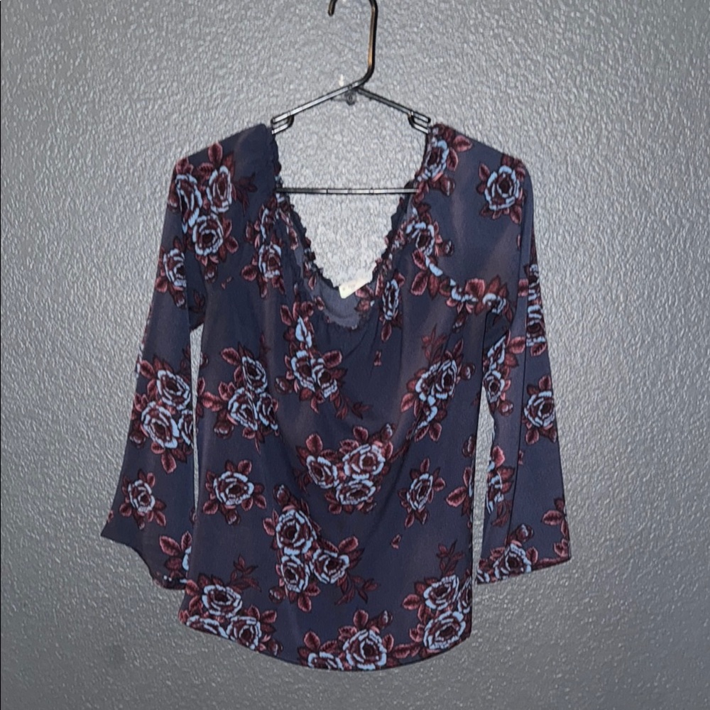 Floral Navy Blue Women's Top